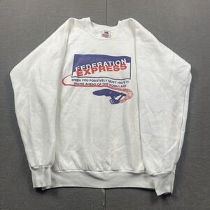 Vintage Star Trek Federation Express Crewneck Sweater Mens XL White‎ 90s USA
